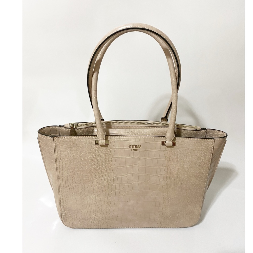 GUESS Croco Faux Leather Texture Tote Bag